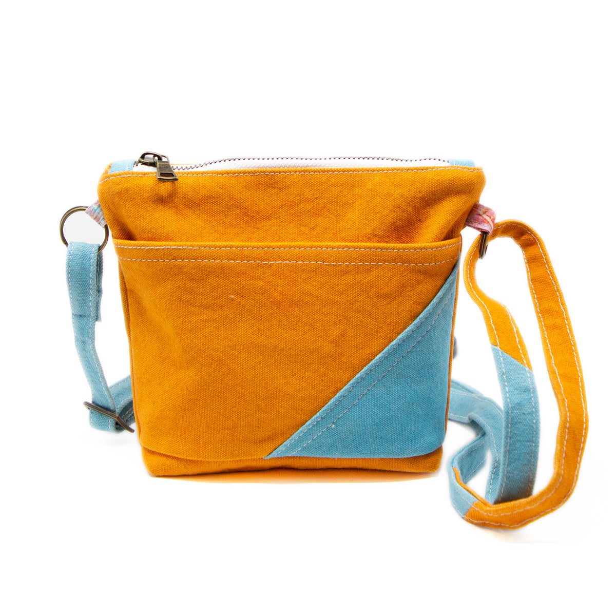 orange crossbody bag, cotton canvas, environment